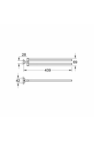 Vivis Suport prosoape cu două brațe 439 mm ESSENTIALS CUBE