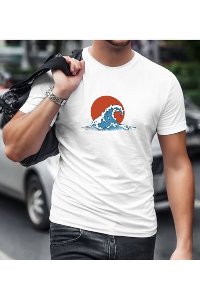 Bk Gift Wave Design White T-Shirt-1