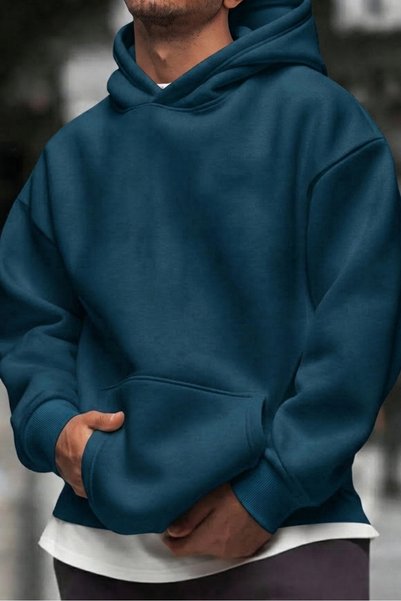 K KOZZ STYLE Men's 100% Cotton Basic Oversize Sweatshirt Hoodie