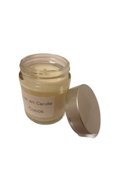 OEM Lumânare parfumată Nucă de cocos 100 ml, design rafinat, borcan transparent