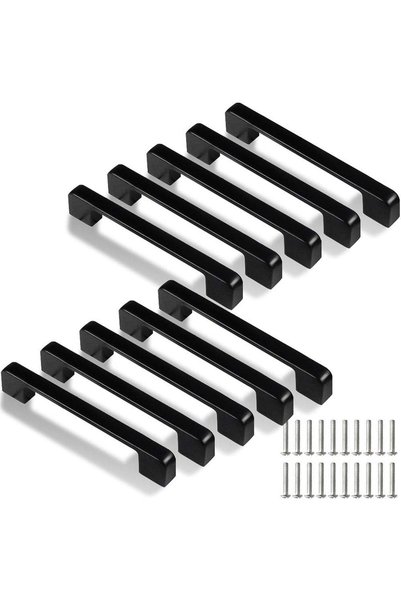 Noonedibs Mânere de bucătărie de 128 mm, 10 bucăți mânere negre pentru uși, s...