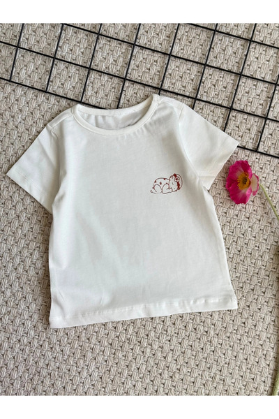 Hepsi Moda Baby Printed Kids T-Shirt - Ecru