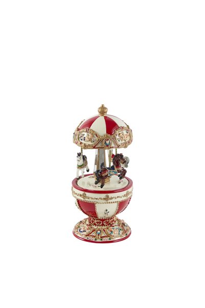 BraziPremium By OLLMA Cutie muzicală decorativă, Model carusel cu cai, 18,5x8...