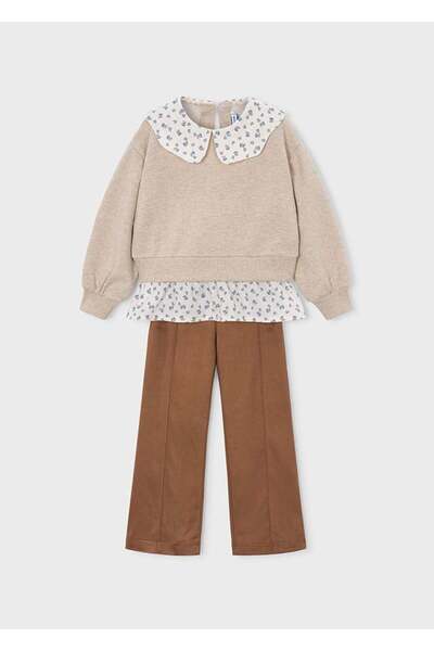 MAYORAL Faux Suede Leggings and Shirt Detailed Sweat Suit 4736
