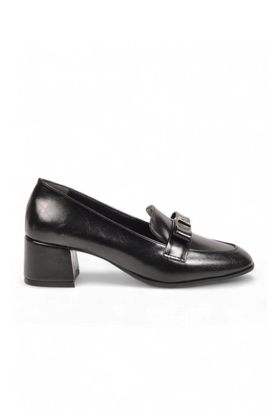 Pierre Cardin حذاء نسائي كلاسيكي بكعب سميك وربطة أنيقة باللون الأسود PC-56189