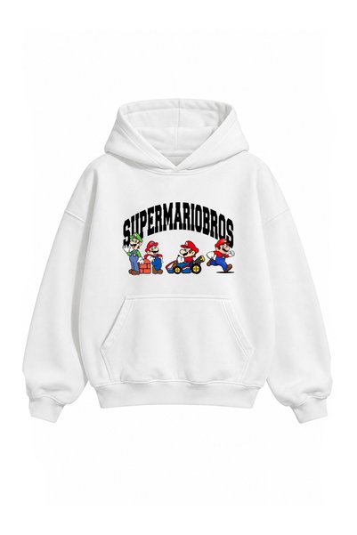 PANDORICA Premium 3 Thread Threaded Mario Vintage Gamer Unisex Cotton Sweatshirt