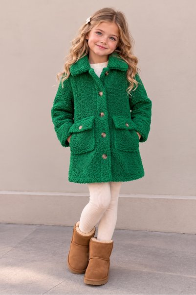 HÇ Hülya Çelik KİDSWEAR 2018 Palton cu blană de pluș pentru fetițe