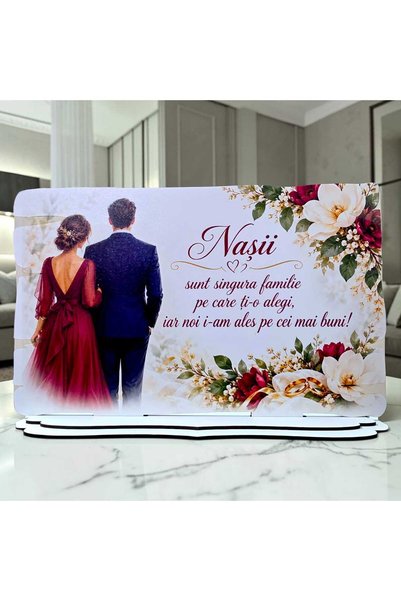 OEM Cadou pentru Nași – Plachetă „Nașii, Singura Familie pe care ți-o Alegi”,...