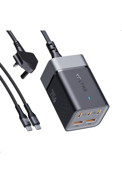 VOLTME VITO Go 75W 5 in 1 Desktop Charger,3 USB-C, 2 USB-A Port, with 100W C-...
