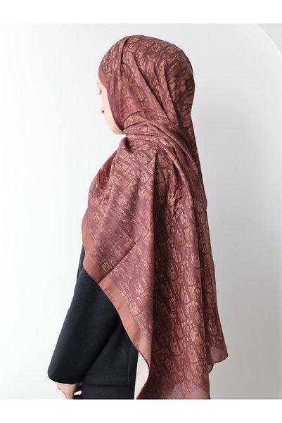 Hepsi Moda Bambi Shawl with Lettering - Chocolate Brown