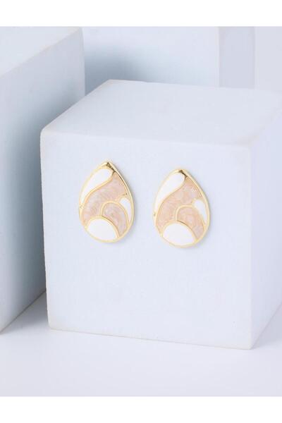 Jimmy Key White Drop Model Enamel Earrings