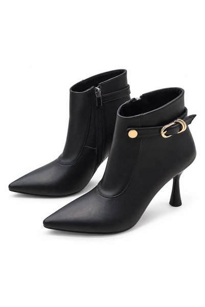 PATRON SHOES حذاء نسائي بكعب أنيق ومقدمة مدببة ومشبك وسحاب