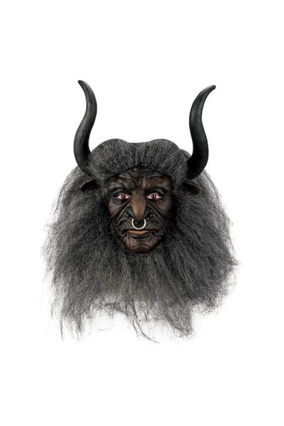 Zherqon Masca de groază - Regele Demoniu Taur cu coarne, latex, negru