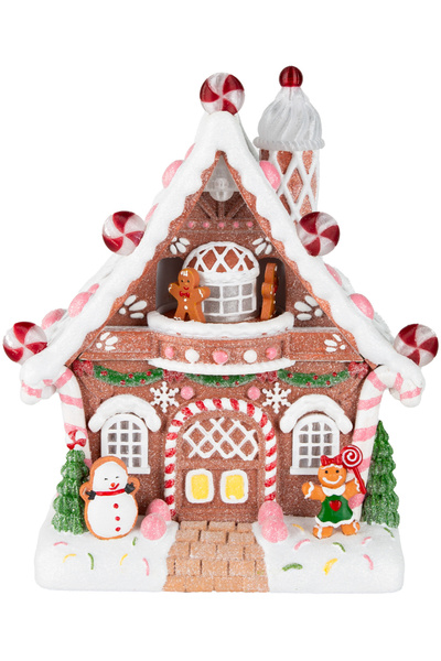Herdekora Christmas Decoration Cookie House Illuminated Animated Musical Brow...