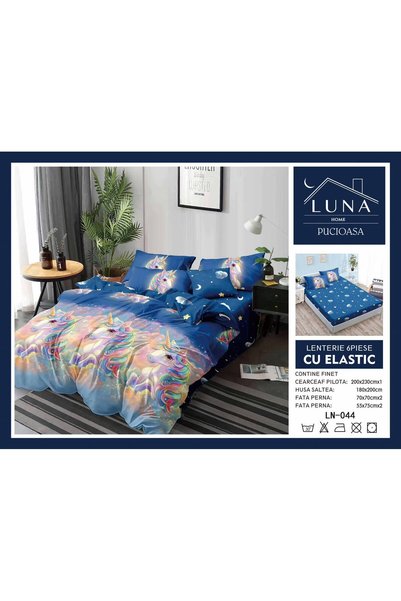 Pucioasa Lenjerie de Pat Finet Gros 6 Piese Cearceaf cu Elastic 180x200 cm