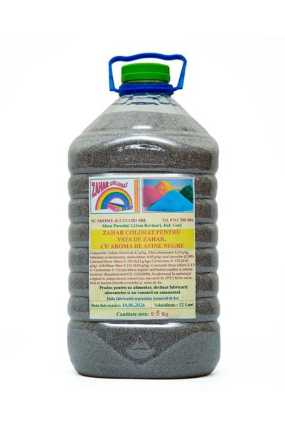 Generic Brand ZAHAR COLORAT PENTRU VATA DE ZAHAR AROMA DE AFINE NEGRE, 5 kg