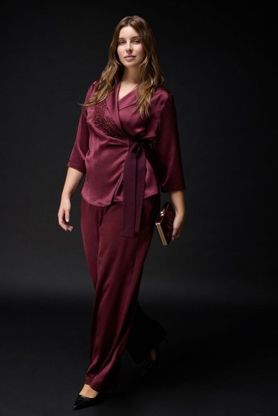 Love My Body Bordo Beli Lastikli Cepli Pantolon