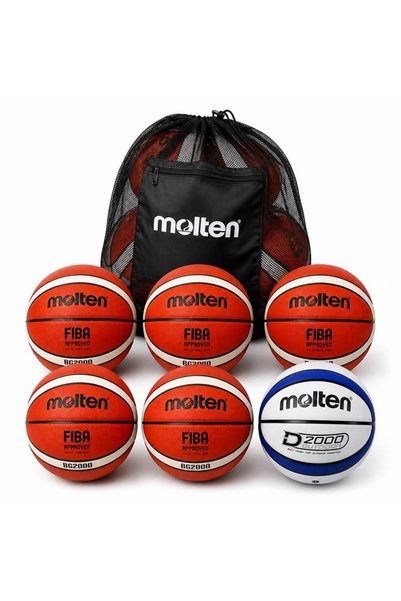 MOLTEN Pachet de 6 mingi de baschet pentru antrenament, 5 × B7G2000 Aprobate ...