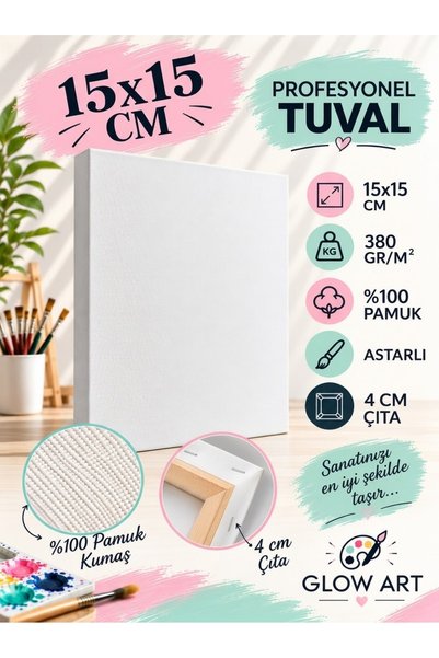 Madebyglowart GLOW ART Profesyonel Resim Tuval Uzun Ömürlü 15X15 cm Astarlı 4...