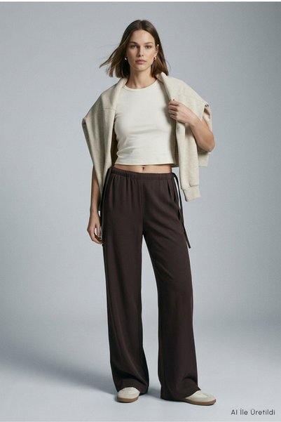Rays Side-Tie Slim Elastic Pants 8426A Brown