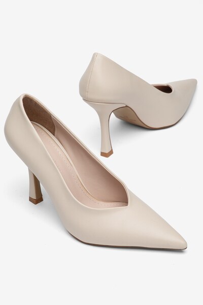 Dilimler Ayakkabı Large Size Women's Thin Heeled Stiletto Shoes Beige Pointed...