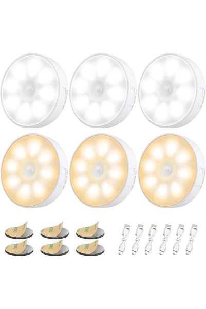 GENERAL 3 PCS Motion Sensor Light, Rechargeable Night Light(3000K Warm Yellow)