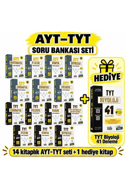 Üçgen Akademi TYT-AYT Soru Bankası Set (14 Kitap) + Hediyeli
