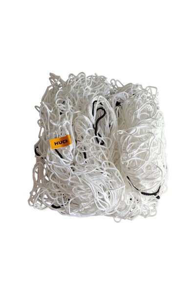 Huck Set de 2 plase de poartă de fotbal 3x2 m, fir fără noduri de 4 mm, alb