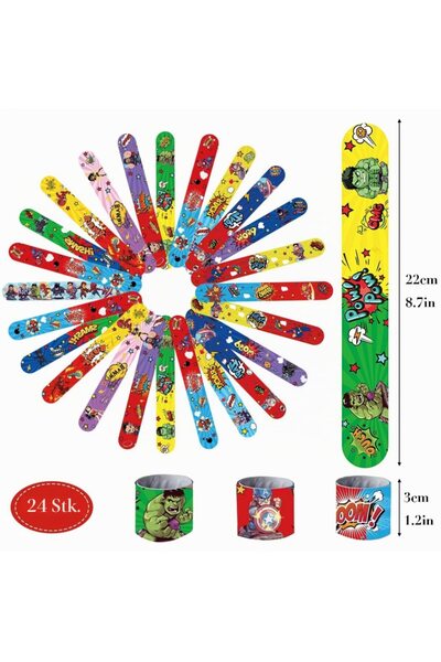 OEM Set of 24 Snap Bracelets for Children, Self-Rolling, Superhero and Comic ...