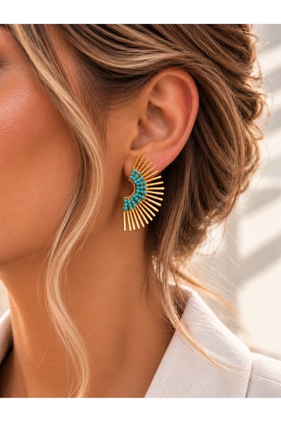 Miliva Gold Color Sunlight Model Bead Detailed Women's Earrings |   Modern Fa...