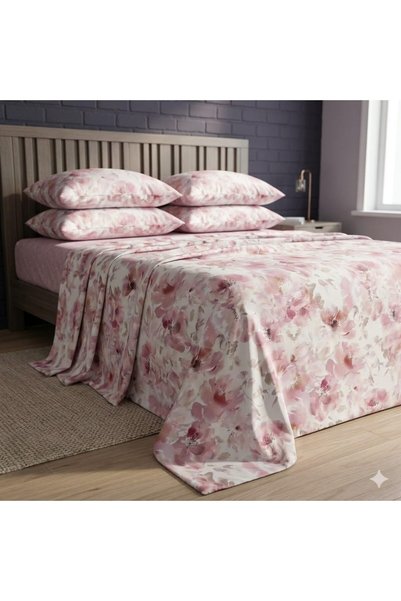 Generic 3 Pieces Flat Bedsheet Set with Floral Pattern King Size Bed Pillow C...