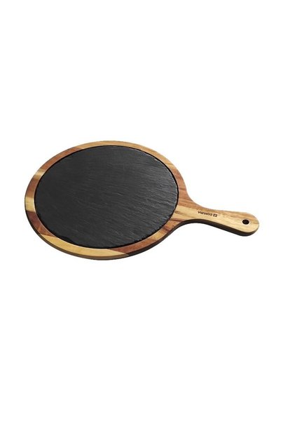 Zokura Serving platter made of wood acacia and slate, 36.7 x 25 cm -