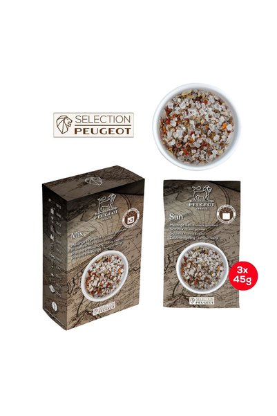 Peugeot Set of 3 sachets of Provence salt mixture 3 x 45g, "Sun" -