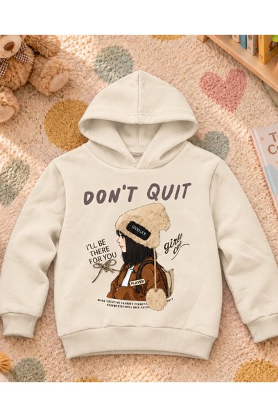 Toum "Don'T Quit" Printed Hooded Unisex Kids Sweatshirt