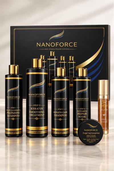 Nano Nanoforce 11 Aya Kadar Kalıcı Saç Düzleştirme Brezilya Keratin Seti Form...