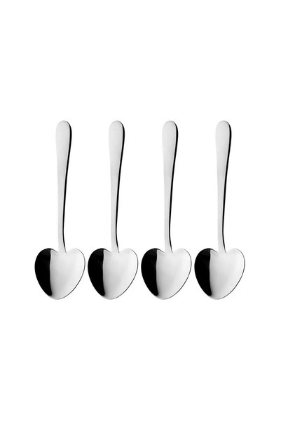 Grunwerg Set of 4 heart-shaped teaspoons, stainless steel, "Windsor" -