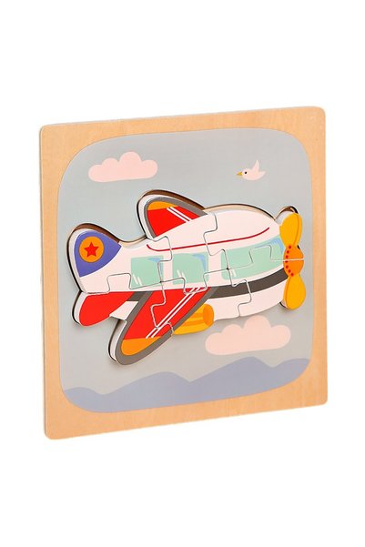 OEM Puzzle Montessori din Lemn pentru Copii, , 3D, 0-3 Ani, Model Avion, Educ...