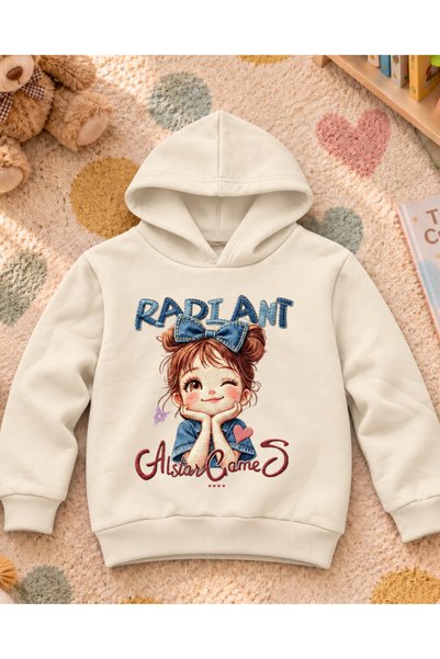 Toum Cute Girl Printed Hooded Unisex Kids Sweatshirt