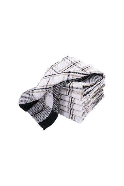 TISECO Set of 4 kitchen towels, cotton, 50x70 cm, "Honey Waffle", Black -