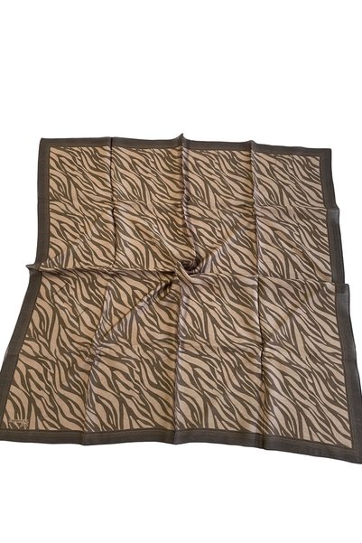 Emproyal Printed Lidia Scarf Brown Zebra Pattern