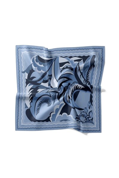 Emproyal Printed Velune Scarf 9010 019 Blue Black Abstract Pattern