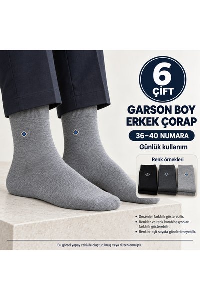 EfemİcGiyim 6 Pairs of Waiter Size Men's Socks, Size 36–40 – Daily Use, Mixed...
