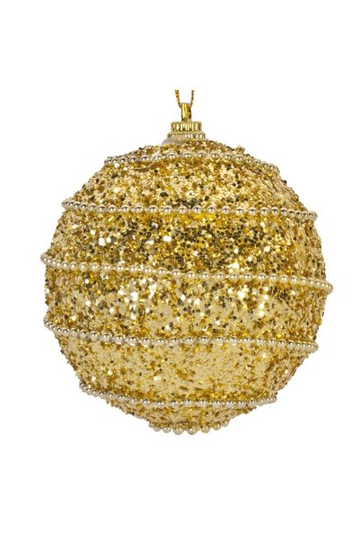 DD SHOP Set globuri de Crăciun aurii cu glitter, pentru brad, Ø8 cm, 6 bucăți...