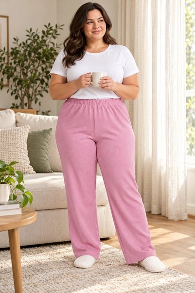 Erdenay Tekstil Ribbed King Size Stretchy Camisole Seasonal Pajama Bottoms - ...