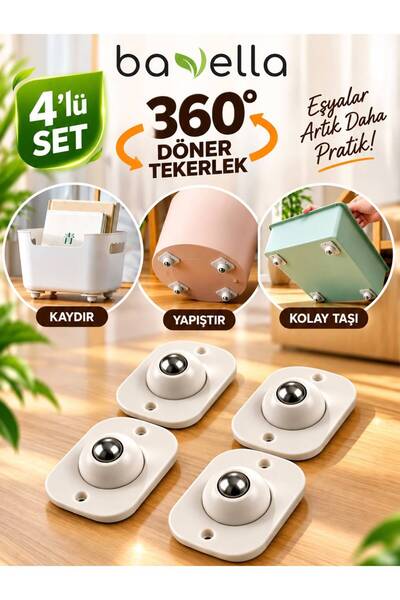 bavella 4'lü yapışkan mobilya tekerleği