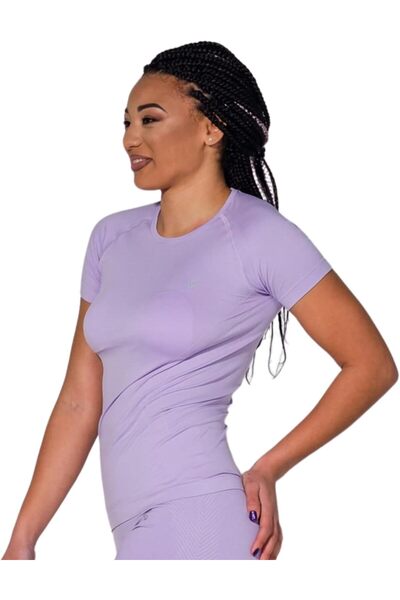 OtherMax Tricou sport pentru femei fără cusături, respirabil, elastic, mov M