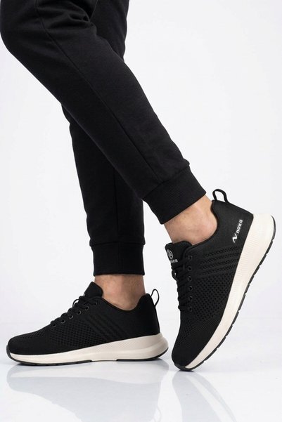 noka Black and White Knitted Unisex Sports Shoes