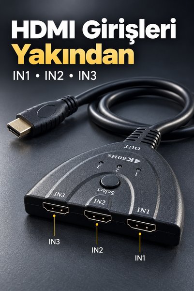 Generic Brand مفتاح اختيار مصدر HDMI مع مخرج سلكي وزر اختيار
