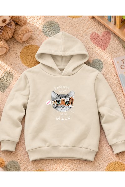 Toum Plase Your Cat's Printed Hooded Unisex Kids Sweatshirt
