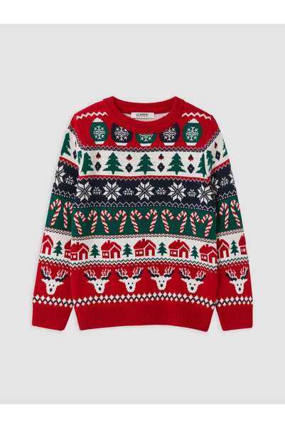 LC Waikiki Ozmarka New Season Red Christmas Themed Men's Knitwear Sweater